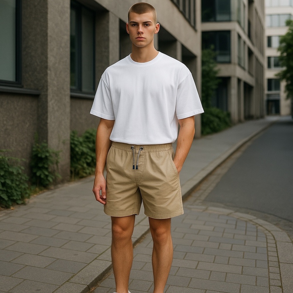 NWT Tommy Bahama Boys Khaki Cotton Poplin Elastic Waist Shorts Classic Preppy